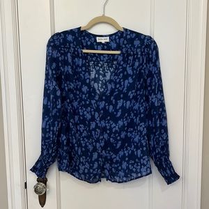 Bella Dahl Blue V-Neck Blouse (XS)